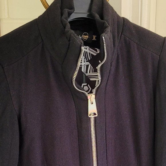 Desigual Black and White Geometric Print Coat US 6/8 - Picture 3 of 12